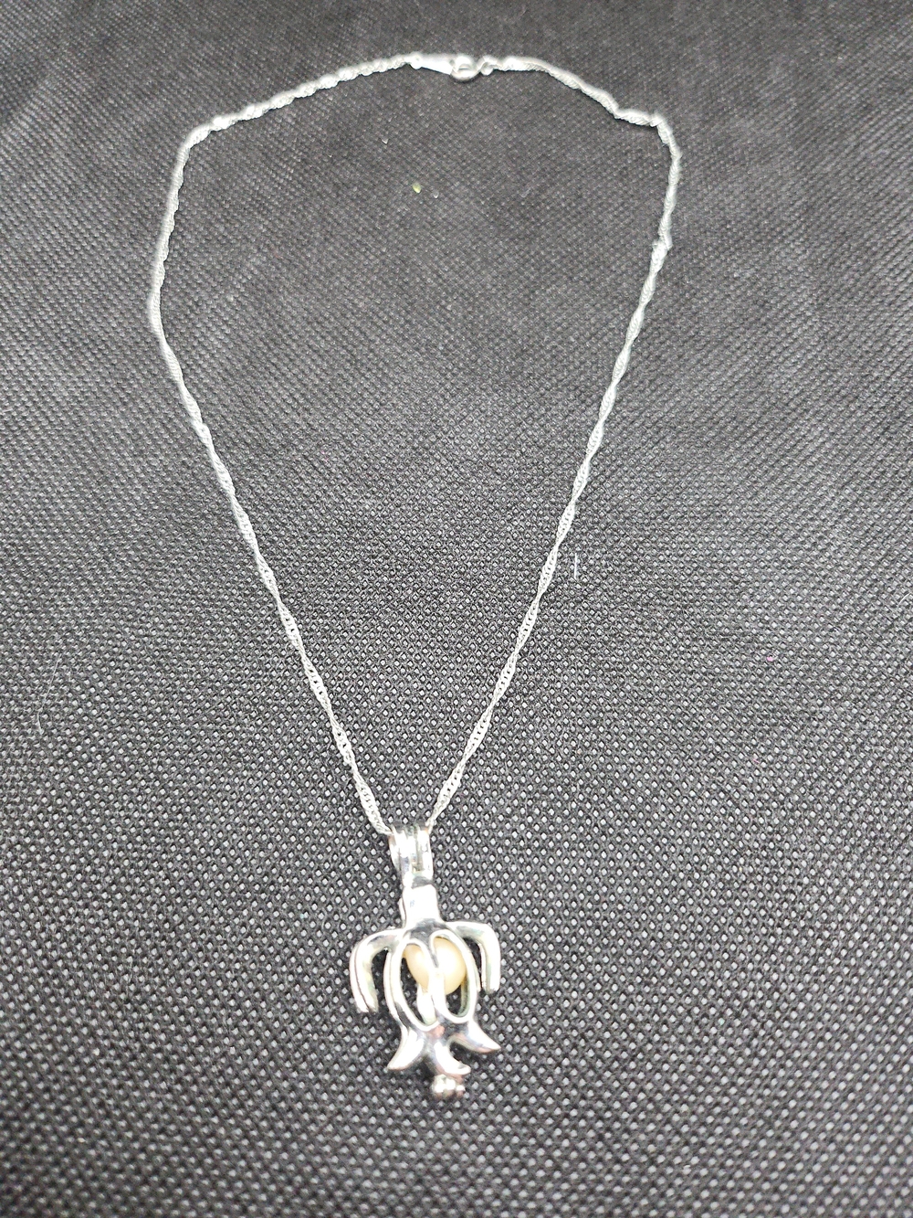 Silver Tone Pendant Necklace with Ivory Accent - Women Jewelry